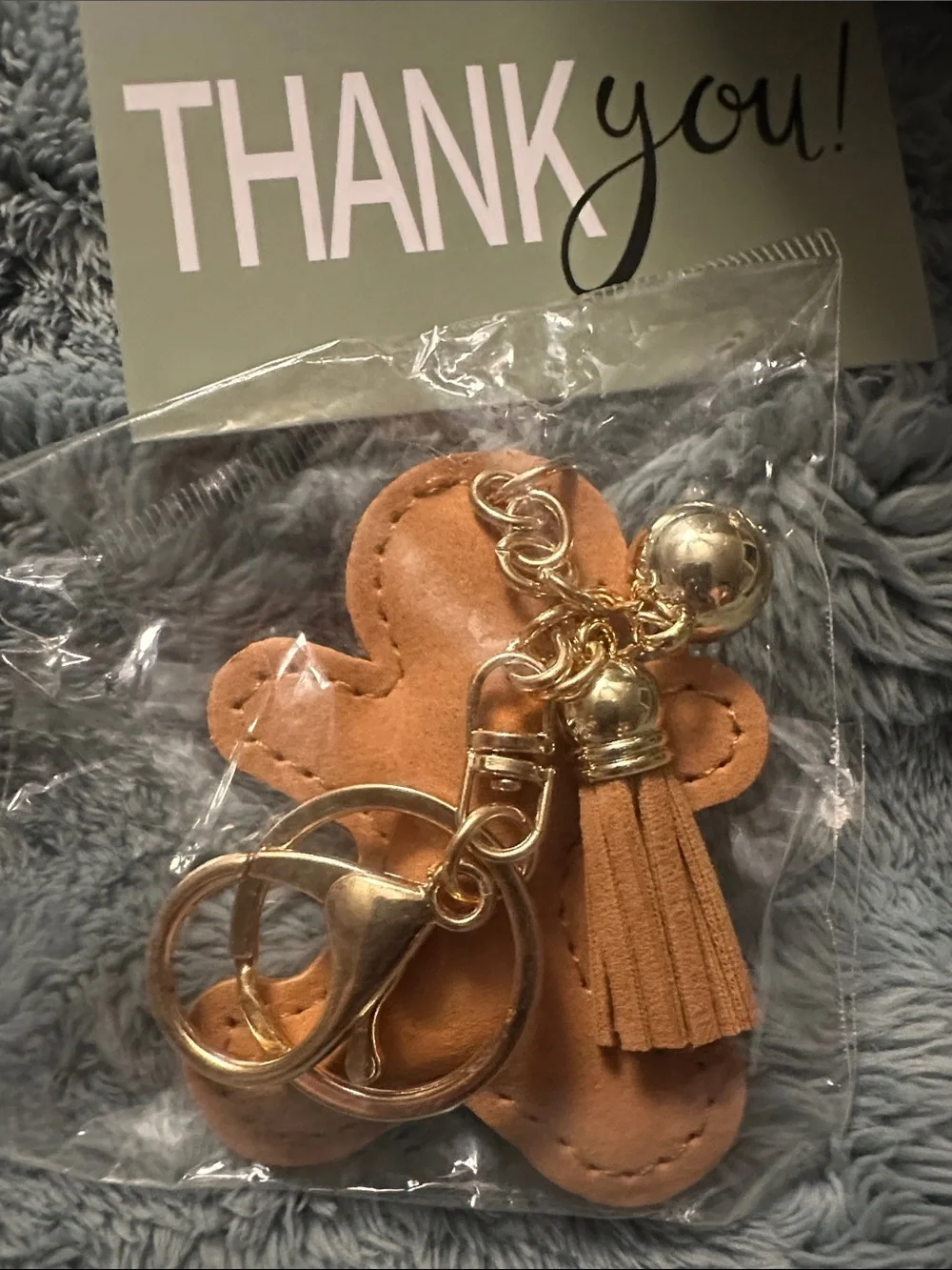 Crystal Gingerbread Keychain Charm - Brown